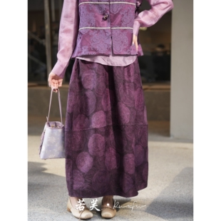 桑蚕丝香云纱贵气紫色气球裙 春夏新款 若芙｜ 紫玫瑰