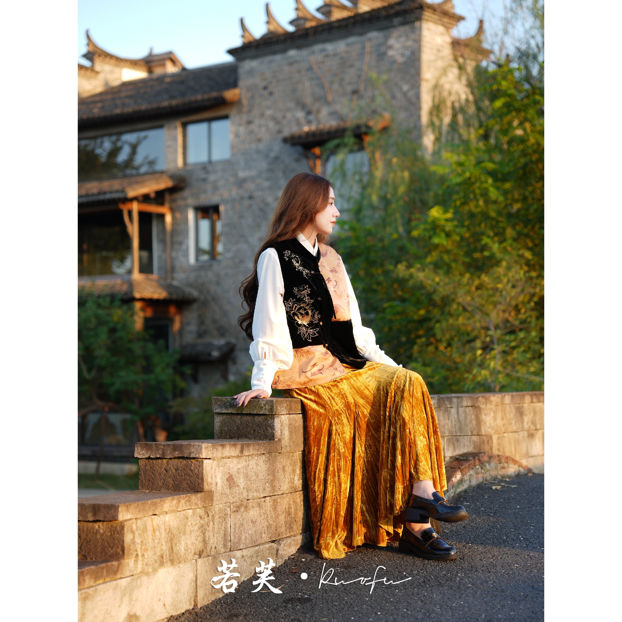 若芙真丝丝绒夹棉保暖马甲