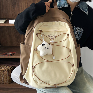 书包女大学生小众设计感ins简约百搭初中生高中生补课外出双肩包