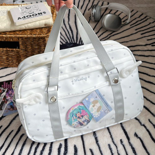 二次元日系少女波点透明痛包女大学生上课通勤百搭补习手提斜挎包