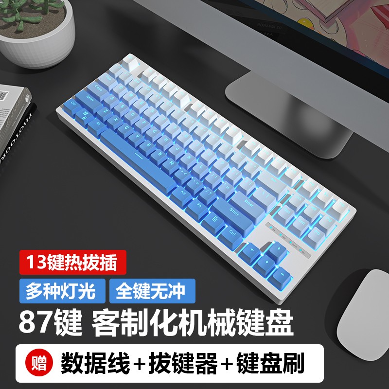 r87机械键盘有线RGB13键插拔茶轴