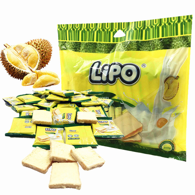 越南面包干榴莲味Lipo饼干鸡蛋巧克力味特产休闲小零食品黄油原味