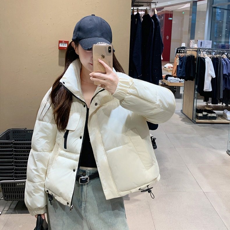 短款立领羽绒服女2025韩国冬季新款小个子减龄面包服保暖棉衣外套