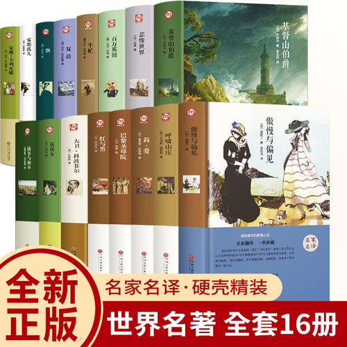 正版 世界名著 全16册 外国小说文学经典书籍 高中初中生小学生课外阅读中外名著故事 高尔基童年简爱在二年级飞鸟集鲁迅杂文精选