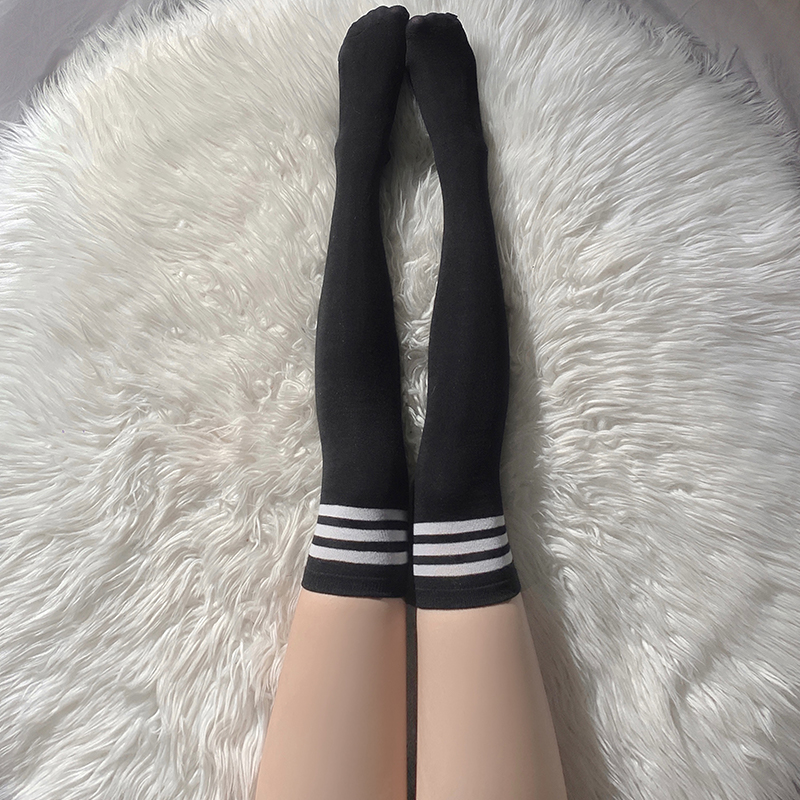 白丝袜学生JK袜纯欲丝袜过膝袜长筒大腿袜半截白丝蕾丝校园风性感