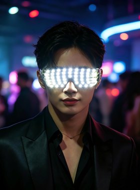 酒吧KTV蹦迪气氛表演镜夜场出酒氛围装饰眼镜LED发光白光爆闪眼镜