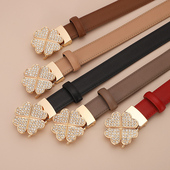 四瓣花女士皮带简约百搭真皮细腰带女时尚 带自动扣 饰裙子裤 韩版 装