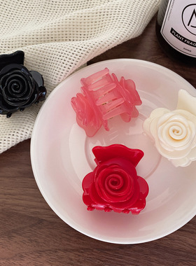 氛围感后脑勺半扎发夹醋酸玫瑰花抓夹发卡小号夹子百搭温柔头饰女