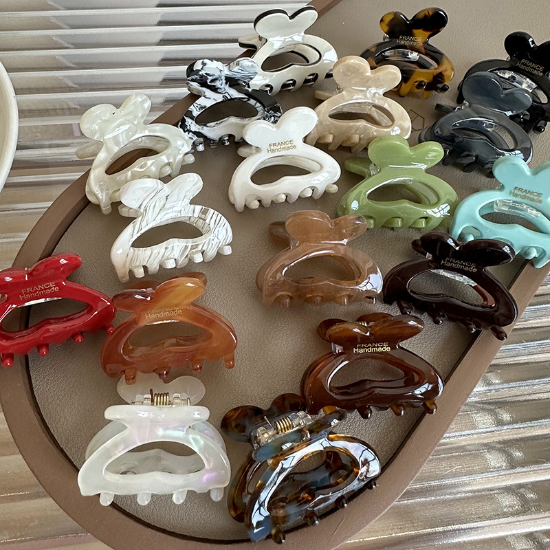 韩版镂空耳朵蝴蝶小号抓夹马尾后脑勺鲨鱼夹半扎发卡刘海侧边发抓