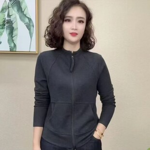 2025秋冬新款时尚洋气百搭双面德绒拉链开衫减龄长袖打底衫保暖女