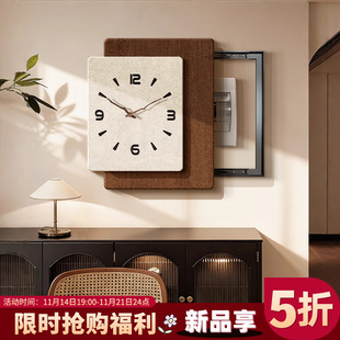 中古风挂钟电表箱装饰画2025新款强电箱遮挡时钟配电箱挂画带钟表