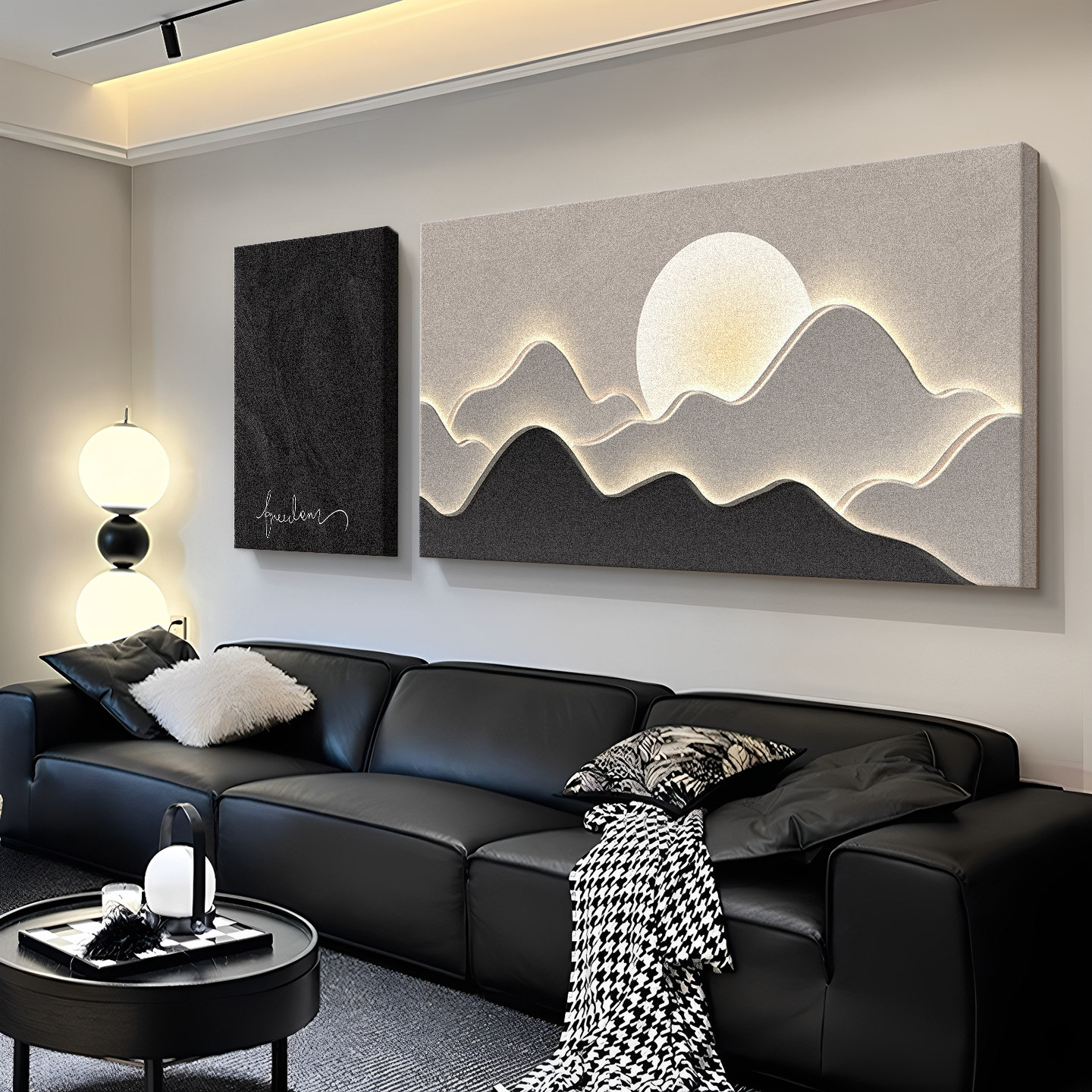 日照金山客厅装饰画 画现代轻奢高级感沙发背景墙挂画 画简约寓意