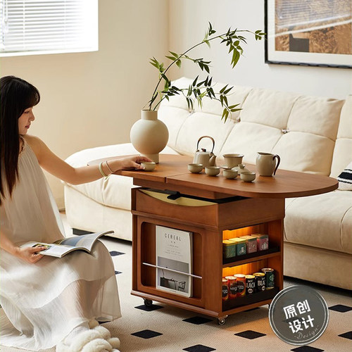 黎明故友中古实木移动升降茶几