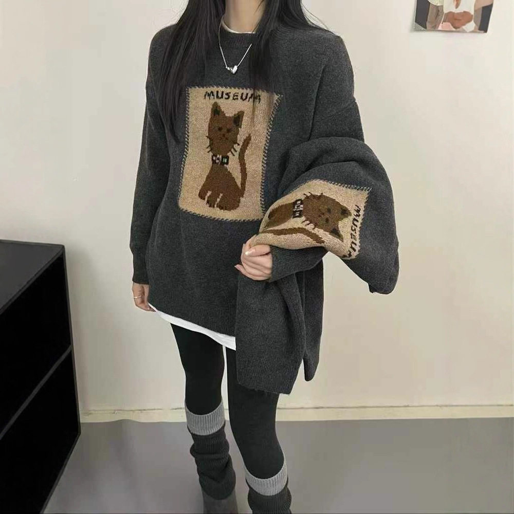 园园美衣松牦牛绒针织毛衣女秋冬厚内搭针织衫新款女装打底上衣女