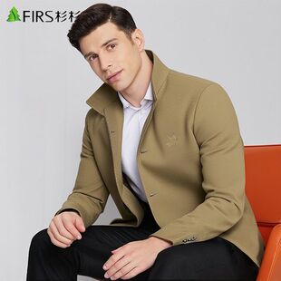 上衣男 中年外套男式 杉杉春秋新款 中青年立领商务夹克休闲爸爸男士