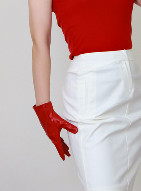 短款皮手套21cm红色暗黑系酷哑光女神异闻录雨宫莲怪盗装cosplay
