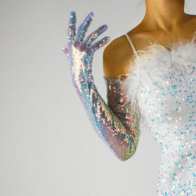 亮片长手套女爆闪渐变色