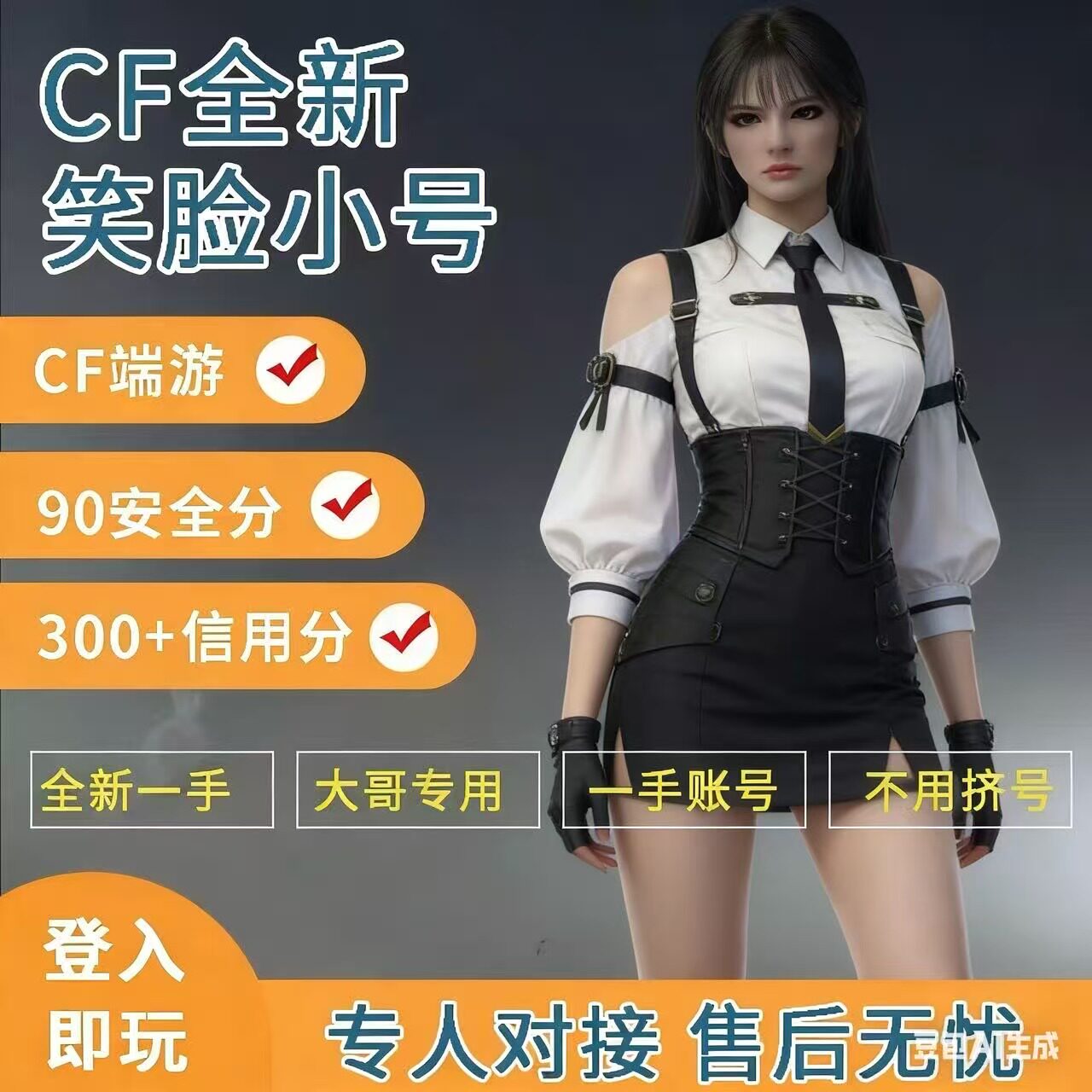 CF小号穿越火线小号笑脸安全分90临时号端游全新白号大哥专用