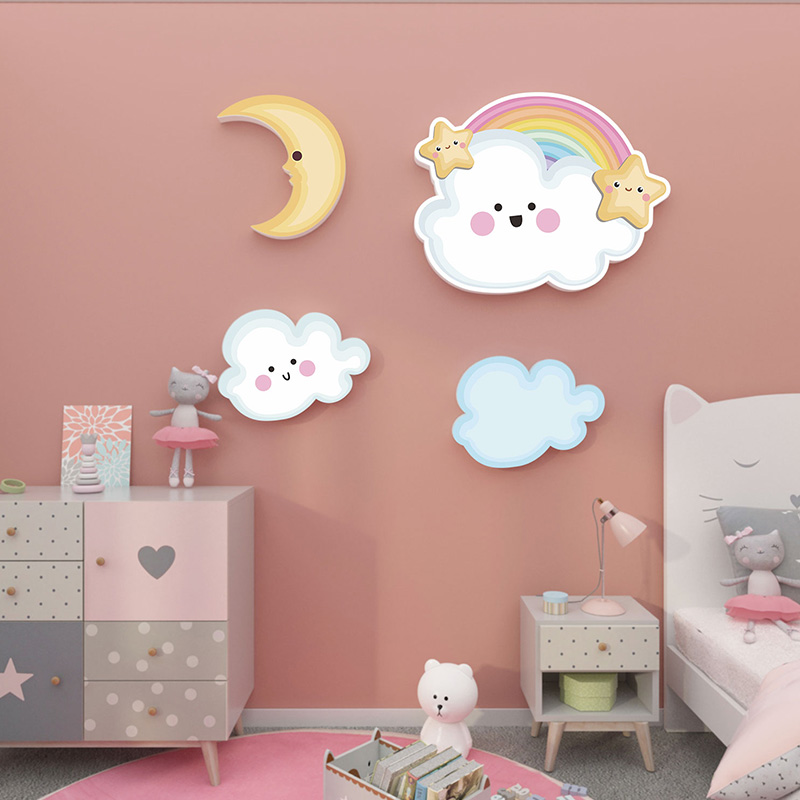 彩虹云朵创意卡通贴画