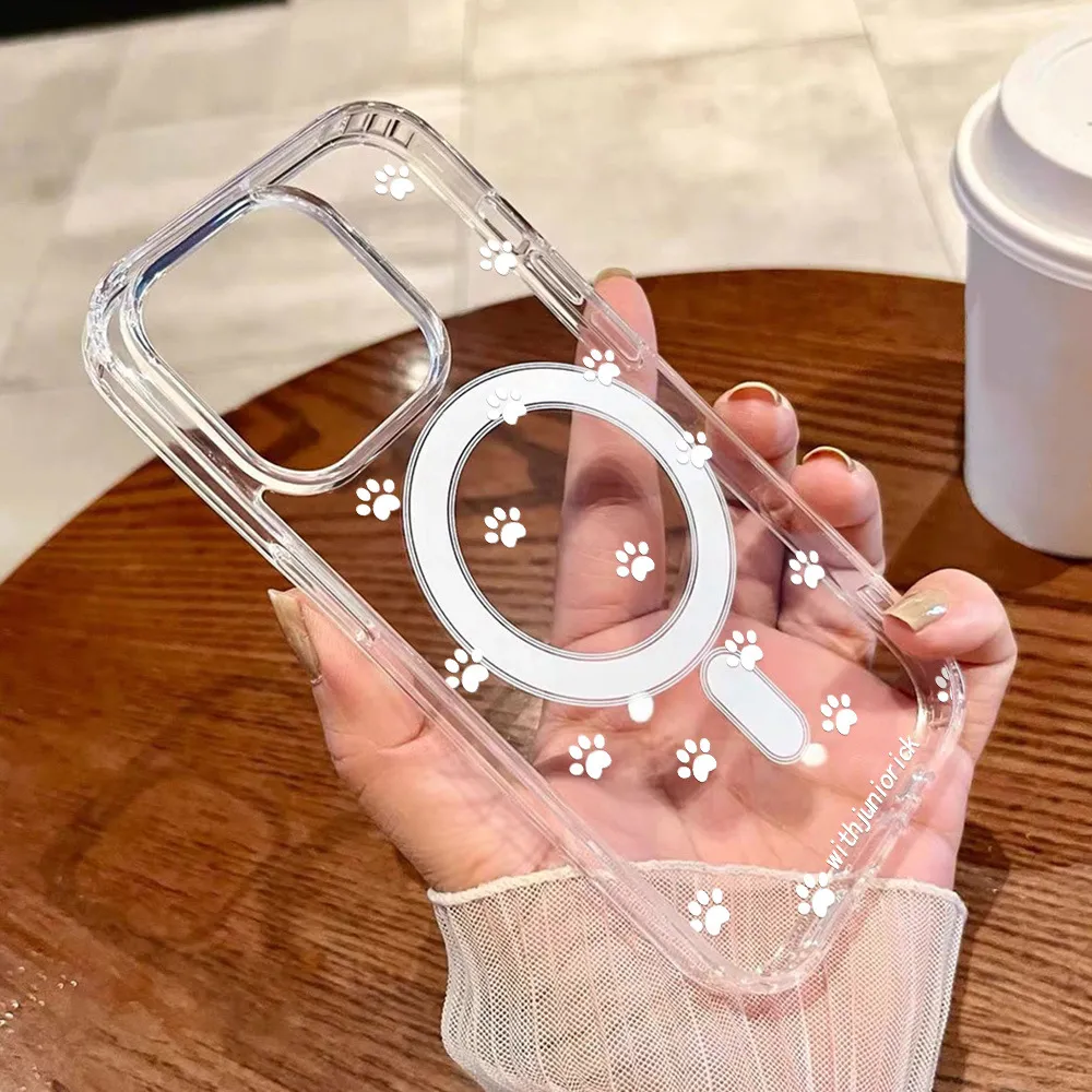 白色小猫爪适用苹果17ProMax磁吸