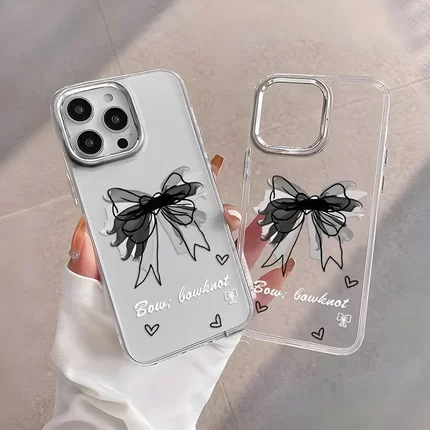 随性写意蕾丝蝴蝶结~做自由女孩~适用iPhone16 Pro Max多型号金属按键软壳手机壳苹果