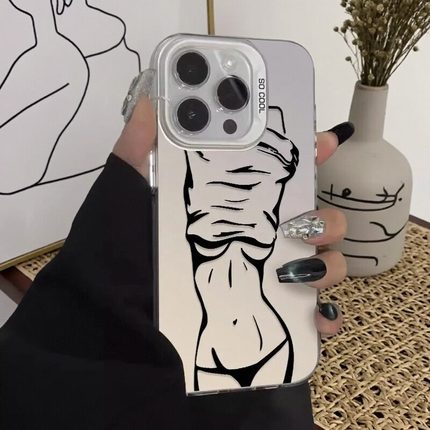 线条美女~情侣个性款适用多型号苹果iPhone17手机壳防摔保护套