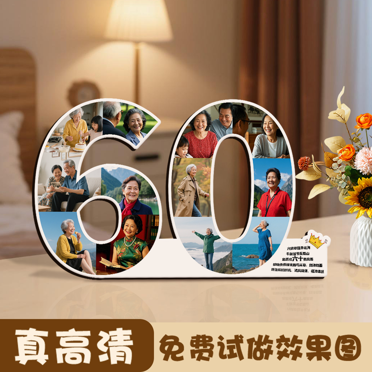 60周岁照片打印相框定制礼物