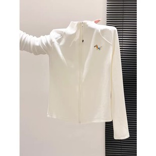 显瘦德绒磨毛开衫 T恤修身 上衣 撤回外贸立领鱼骨拉链长袖 清仓捡漏