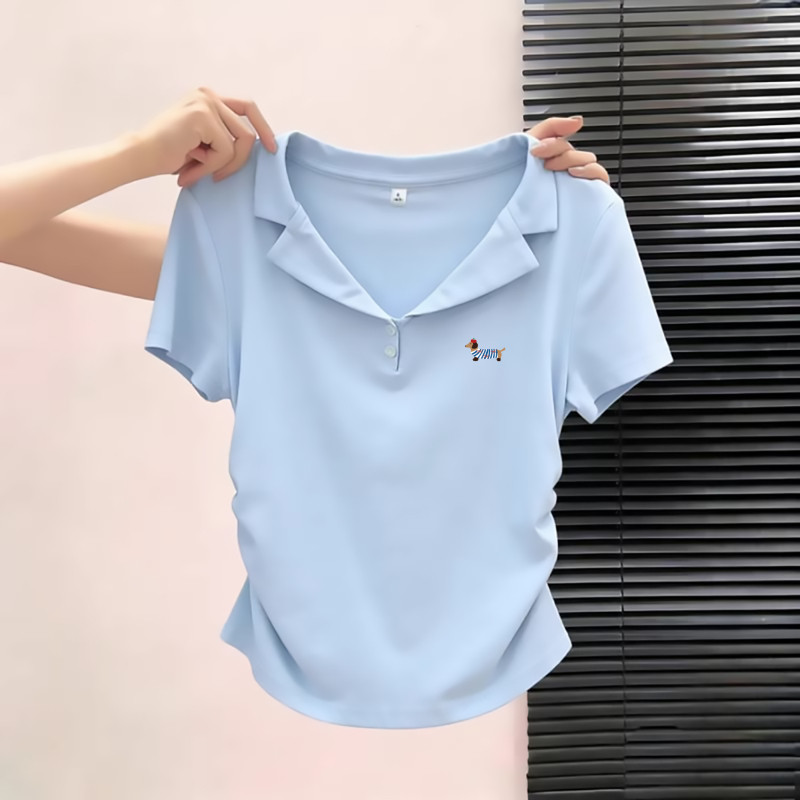辣妹Polo领短袖T恤女减龄上衣