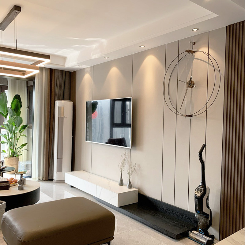 轻奢定制木饰面格栅电视背景墙实木沙发墙竹炭木装饰免漆护墙板