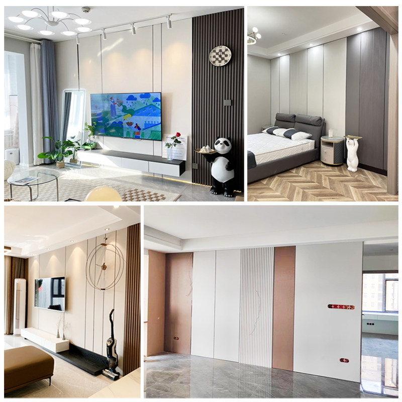 木饰面电视背景护墙板轻奢沙发客厅卧室造型免漆科定石纹板影视墙