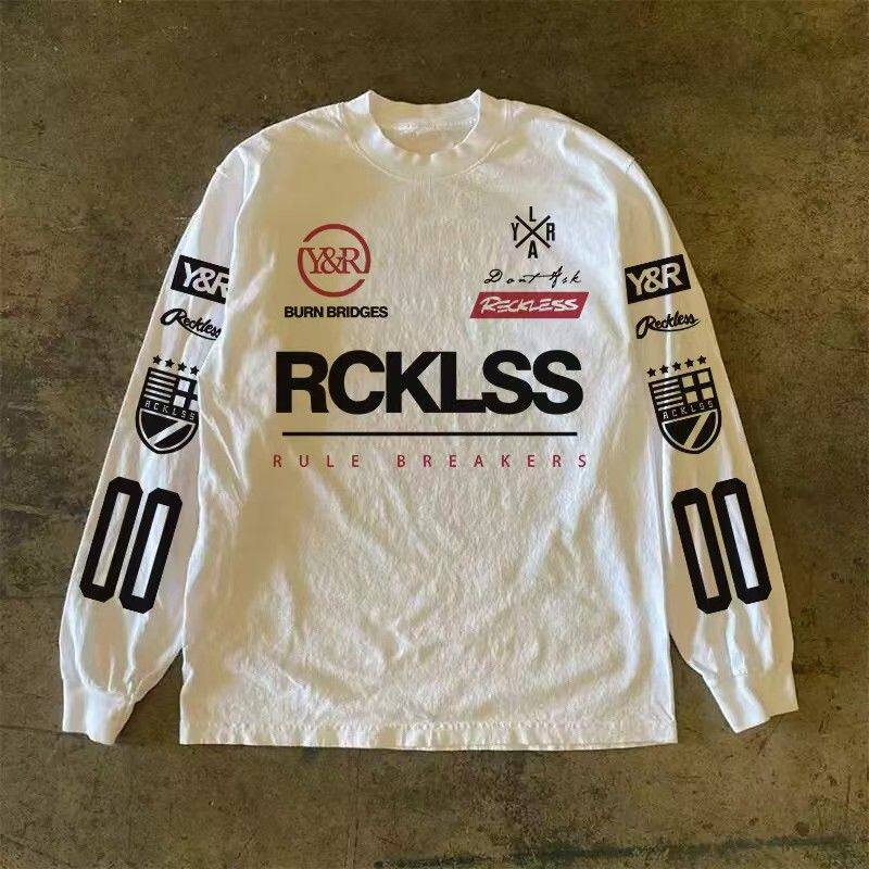 潮牌短袖t恤260g重磅长袖t恤男ins潮牌美式休闲圆领宽松上衣