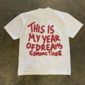 潮牌短袖 2025宽松休闲 男女夏季 t恤230g重磅美式 字母复古白色半袖