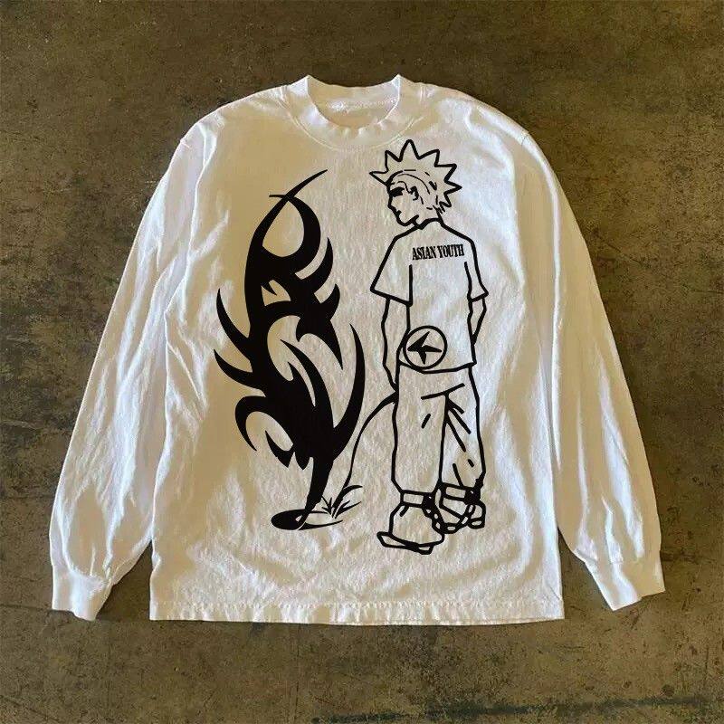 潮牌短袖t恤260g重磅长袖t恤男ins潮牌美式休闲圆领宽松上衣