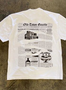 潮牌短袖t恤250G重磅美式潮流休闲字母印花T恤男百搭圆领overszie