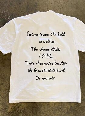 潮牌短袖t恤250G重磅美式潮流休闲字母印花T恤男百搭圆领overszie