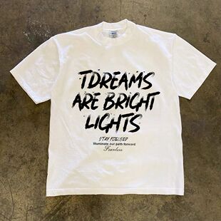 潮牌短袖t恤美式复古字母印花短袖重磅T恤男欧美高街潮牌夏季宽松