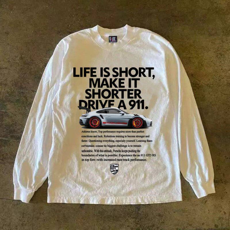 潮牌短袖t恤260g重磅长袖t恤男ins潮牌美式休闲圆领宽松上衣