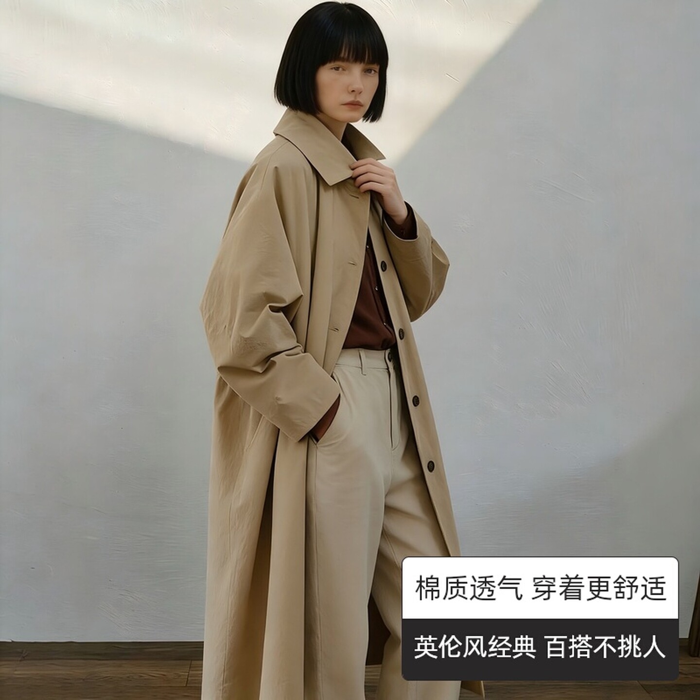 2026新款英伦风中长款风衣外套女复古简约宽松百搭高级感大衣