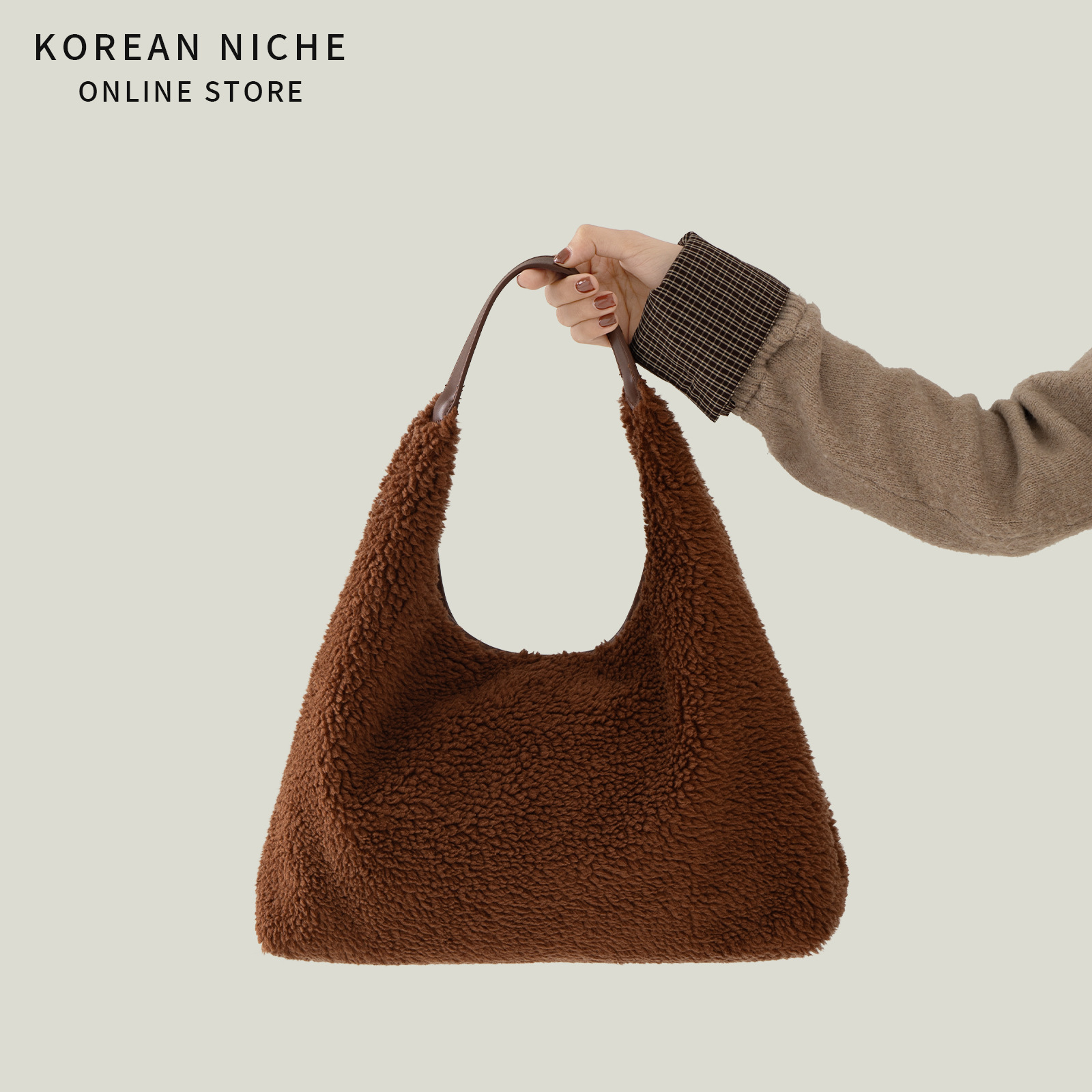 2025冬季新款毛绒面料腋下包包女韩版小众设计简约休闲手提单肩包