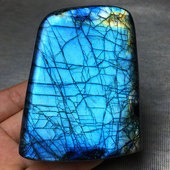 马达加斯加天然拉长石原石月光石强蓝彩光手把件鱼缸造景桌面摆件