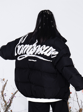 KILLWINNER叛逆基因CP印花棉服国潮COMPOURES街头嘻哈宽松外套潮