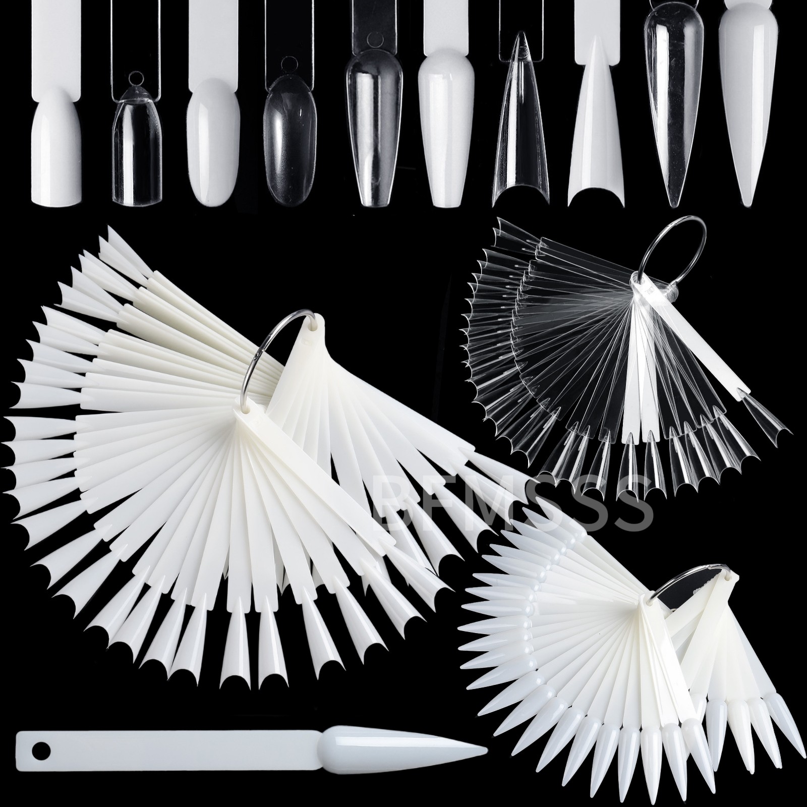 50片扇形色卡尖头芭蕾美甲练习甲片色板打版指甲油胶颜色展示板