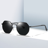 太阳眼镜金属户外开车钓鱼墨镜 复古偏光太阳镜多边形个性 时尚 新款