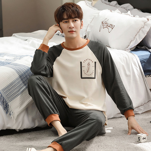 2025年新款春秋季睡衣男秋冬纯棉长袖青少年可外穿全棉家居服套装