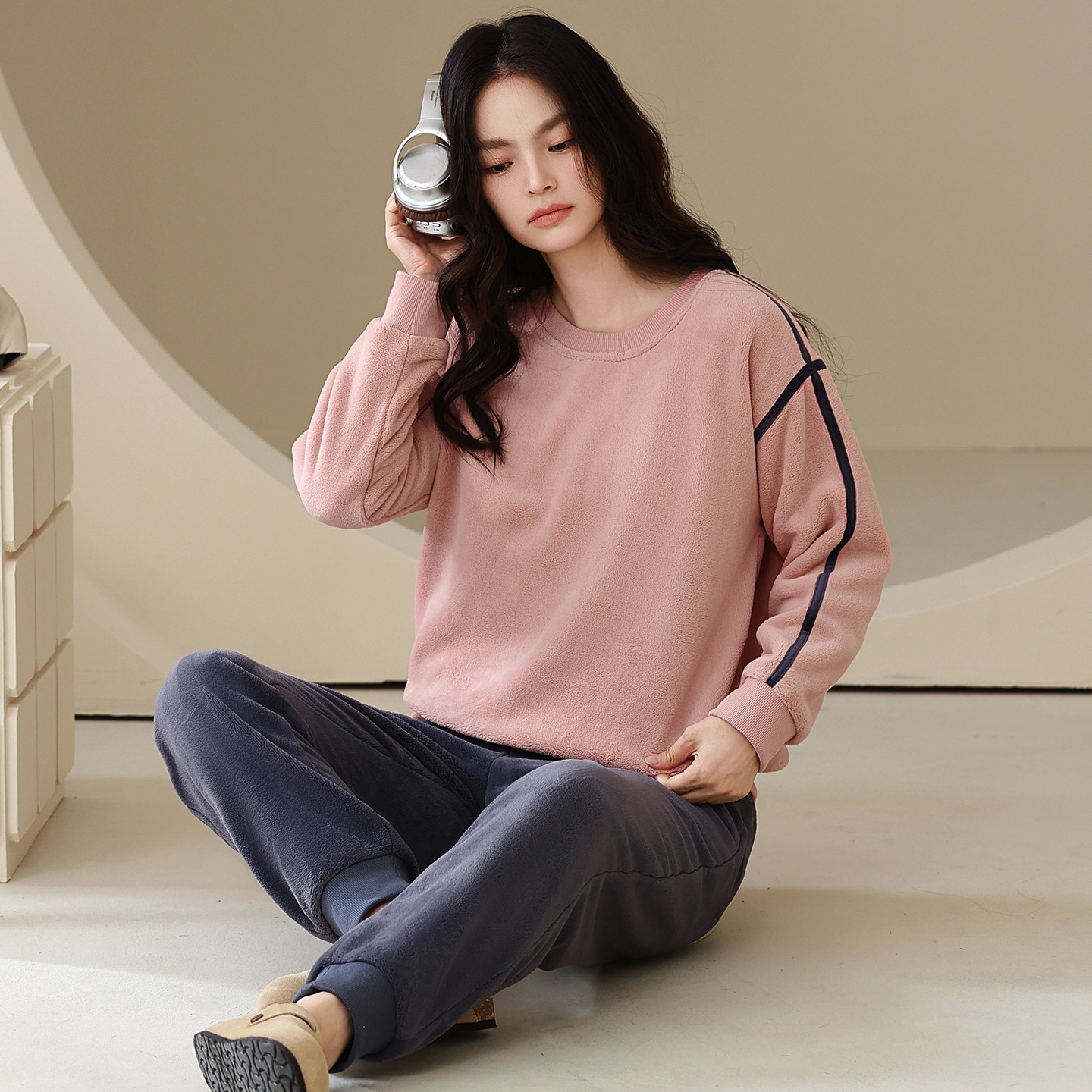 睡衣女款秋冬季珊瑚绒2025新款套头法兰绒加绒加厚居家套装可外穿