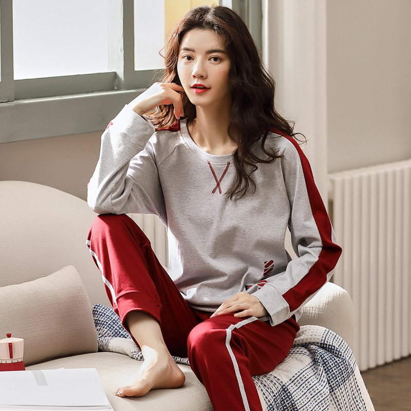 新款纯棉睡衣女款新款套头春季秋款长袖长裤秋季可出门家居服套装