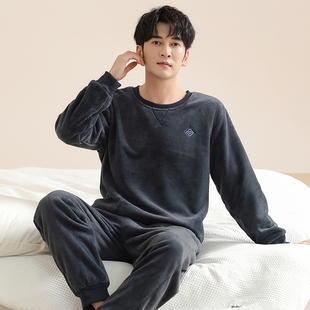 睡衣男士冬季珊瑚绒男款加绒加厚秋冬款冬天加大码套头家居服套装