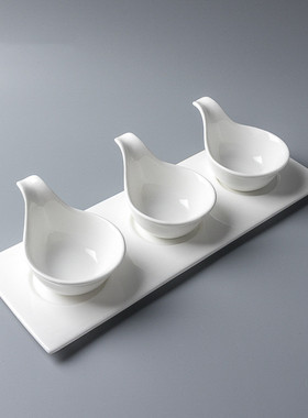 日式陶瓷调味碟纯白色陶瓷碟鱼子酱料碟杂菜碟醋碟商用酱料碟套装