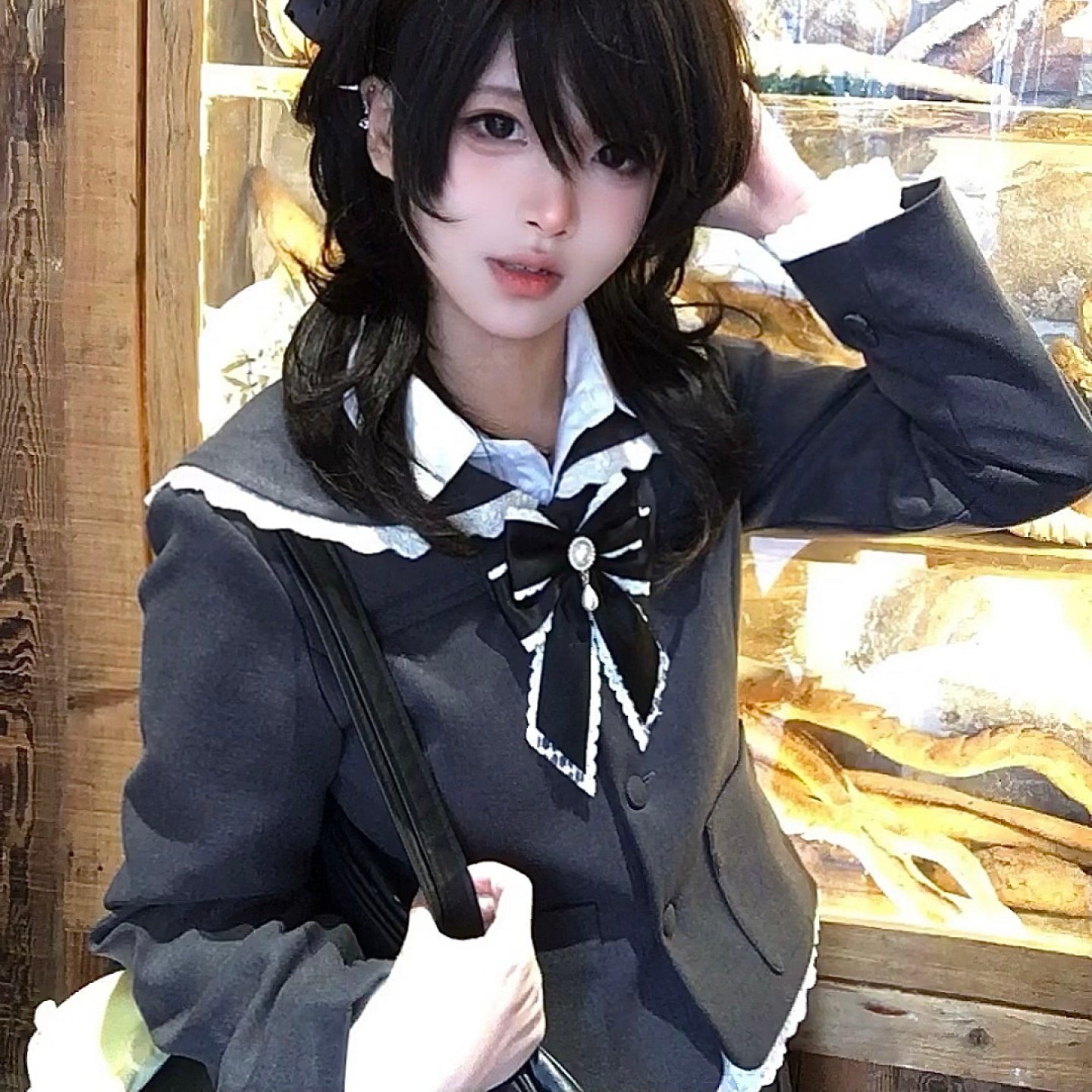 巧所 雾都来信 jk制服格雷系优雅毛呢外套蕾丝秋冬时尚保暖套装